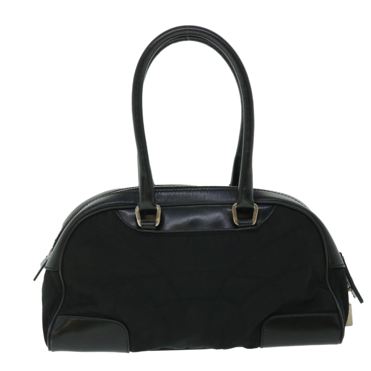 PRADA Hand Bag Nylon Leather Black Auth 51839 - 0