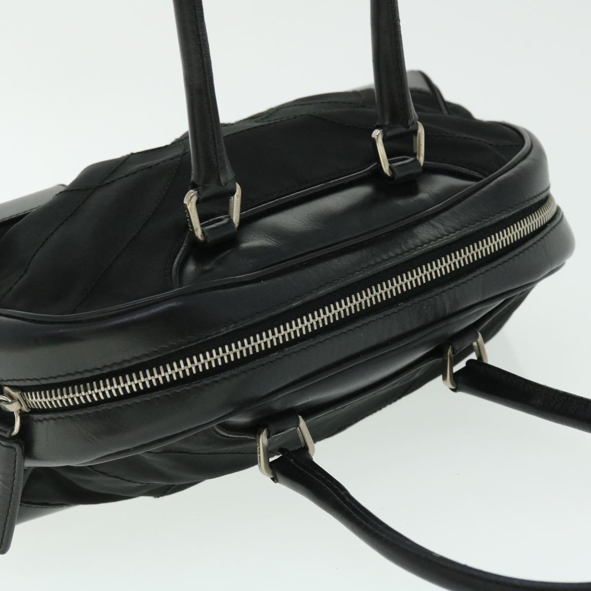 PRADA Hand Bag Nylon Leather Black Auth 51839