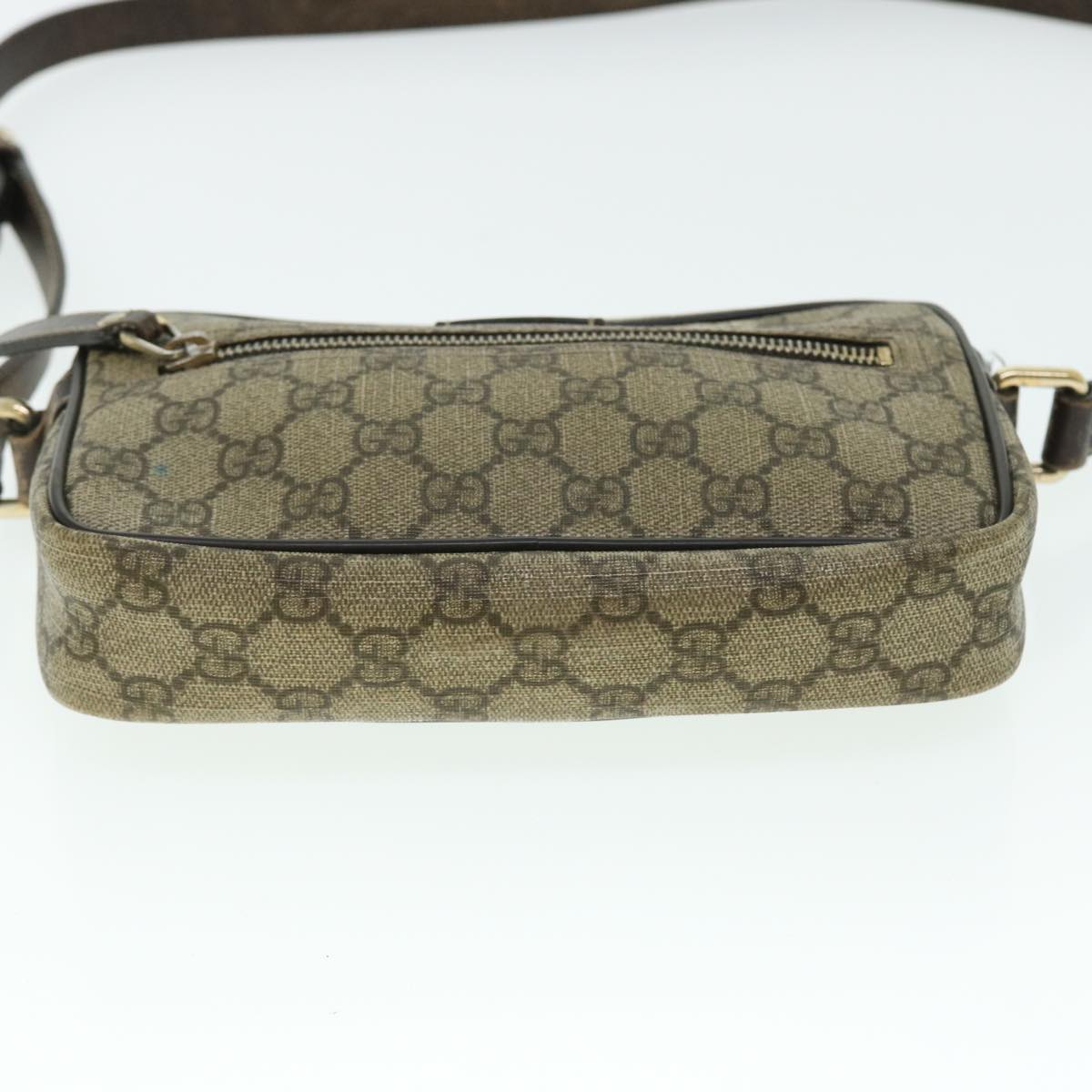 GUCCI GG Canvas Shoulder Bag PVC Leather Beige Auth 51841