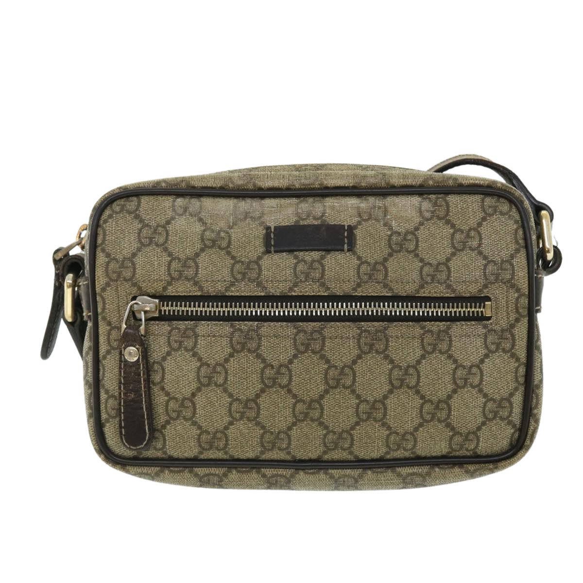 GUCCI GG Canvas Shoulder Bag PVC Leather Beige Auth 51841