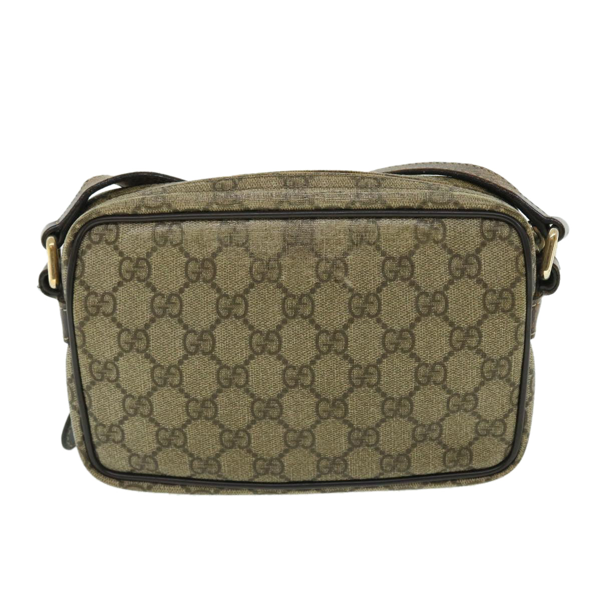 GUCCI GG Canvas Shoulder Bag PVC Leather Beige Auth 51841 - 0