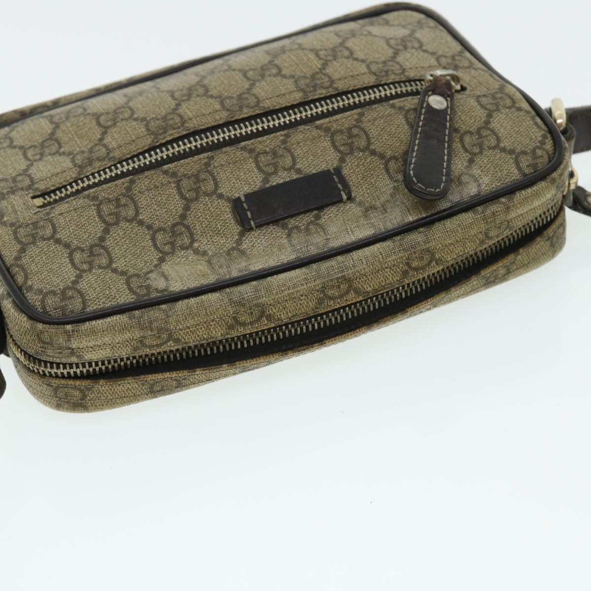 GUCCI GG Canvas Shoulder Bag PVC Leather Beige Auth 51841