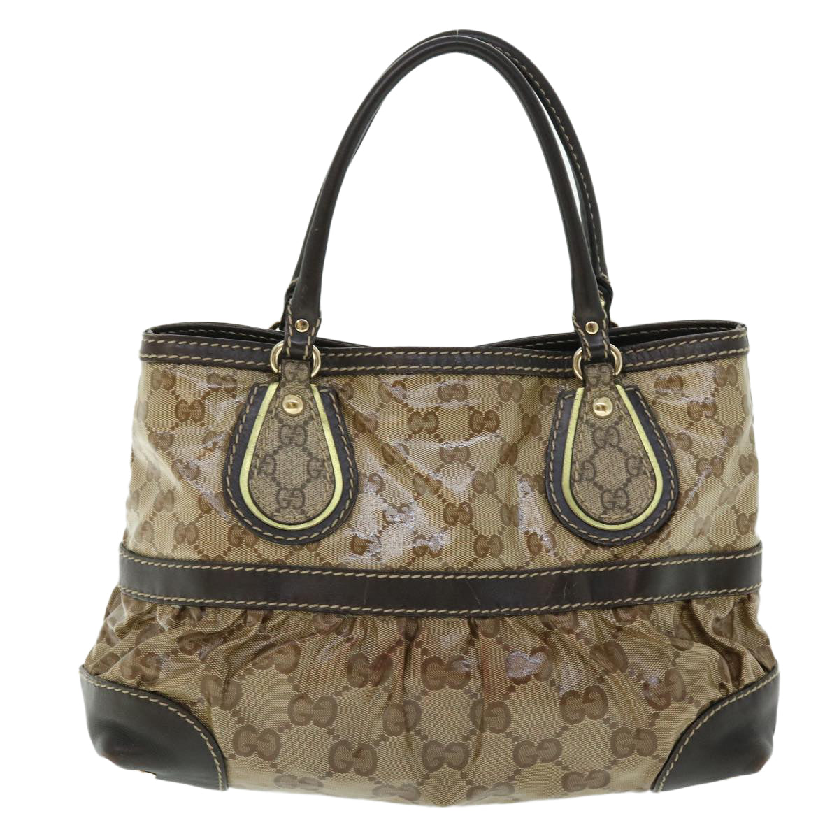 GUCCI GG Crystal Canvas Shoulder Bag Coated Canvas Beige Auth 51842