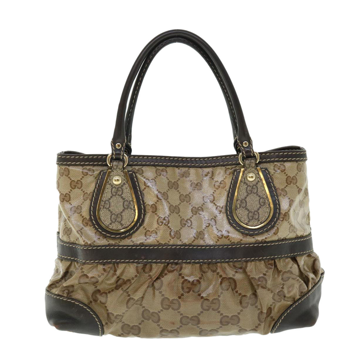 GUCCI GG Crystal Canvas Shoulder Bag Coated Canvas Beige Auth 51842