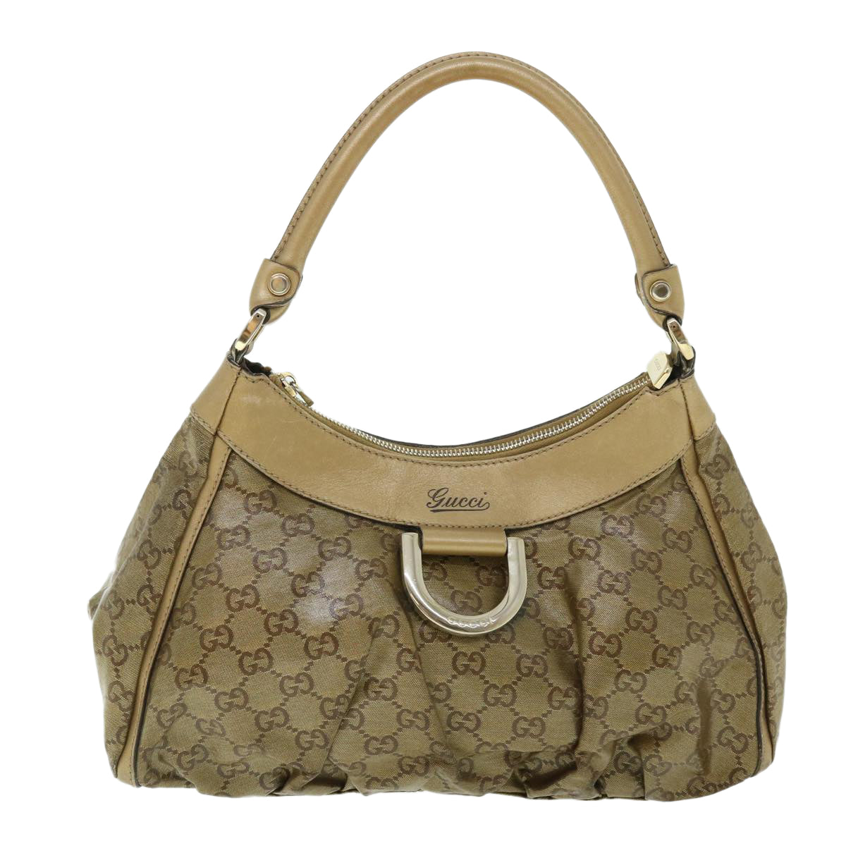 GUCCI GG Crystal Canvas Shoulder Bag Coated Canvas Gold Tone 190525 Auth 51845