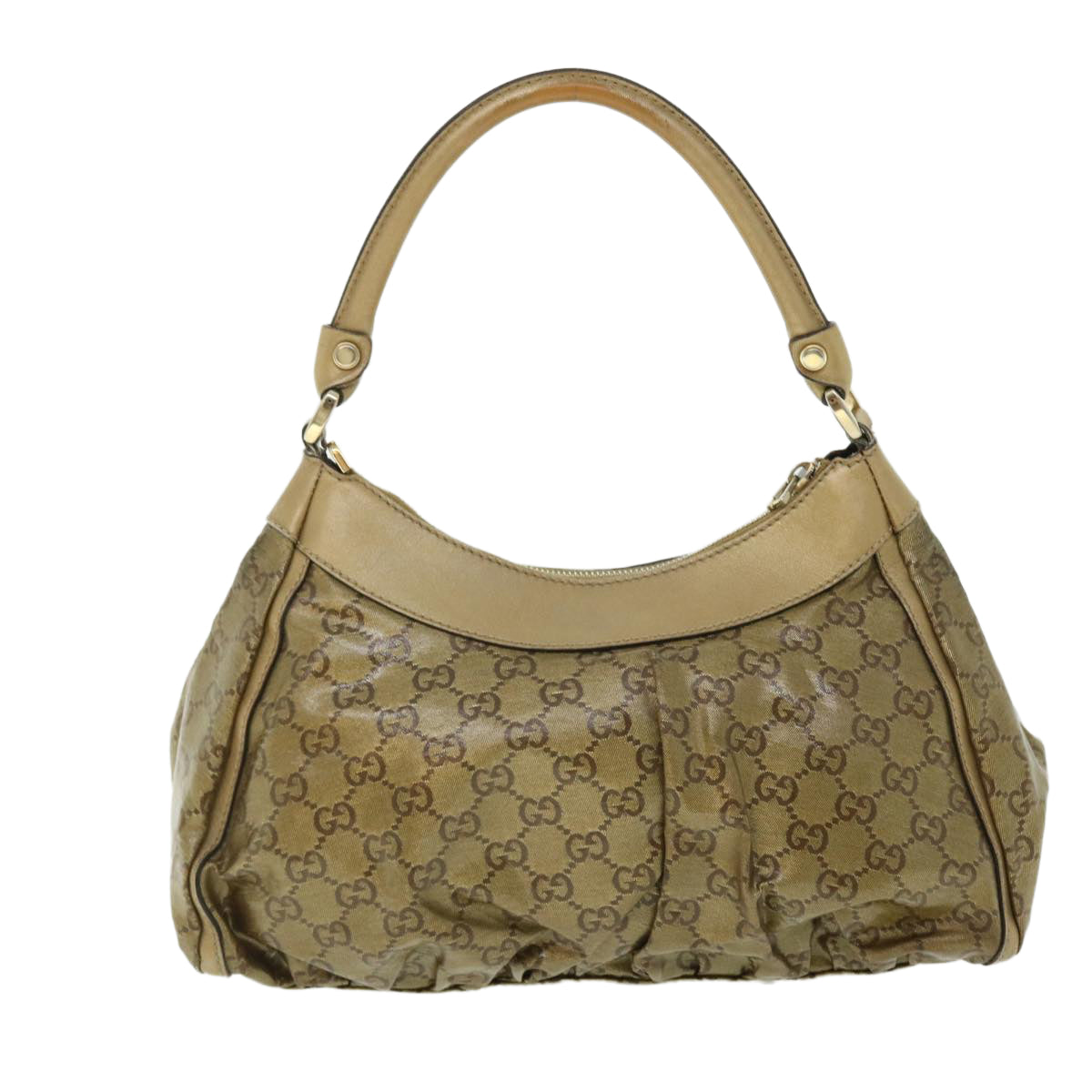 GUCCI GG Crystal Canvas Shoulder Bag Coated Canvas Gold Tone 190525 Auth 51845