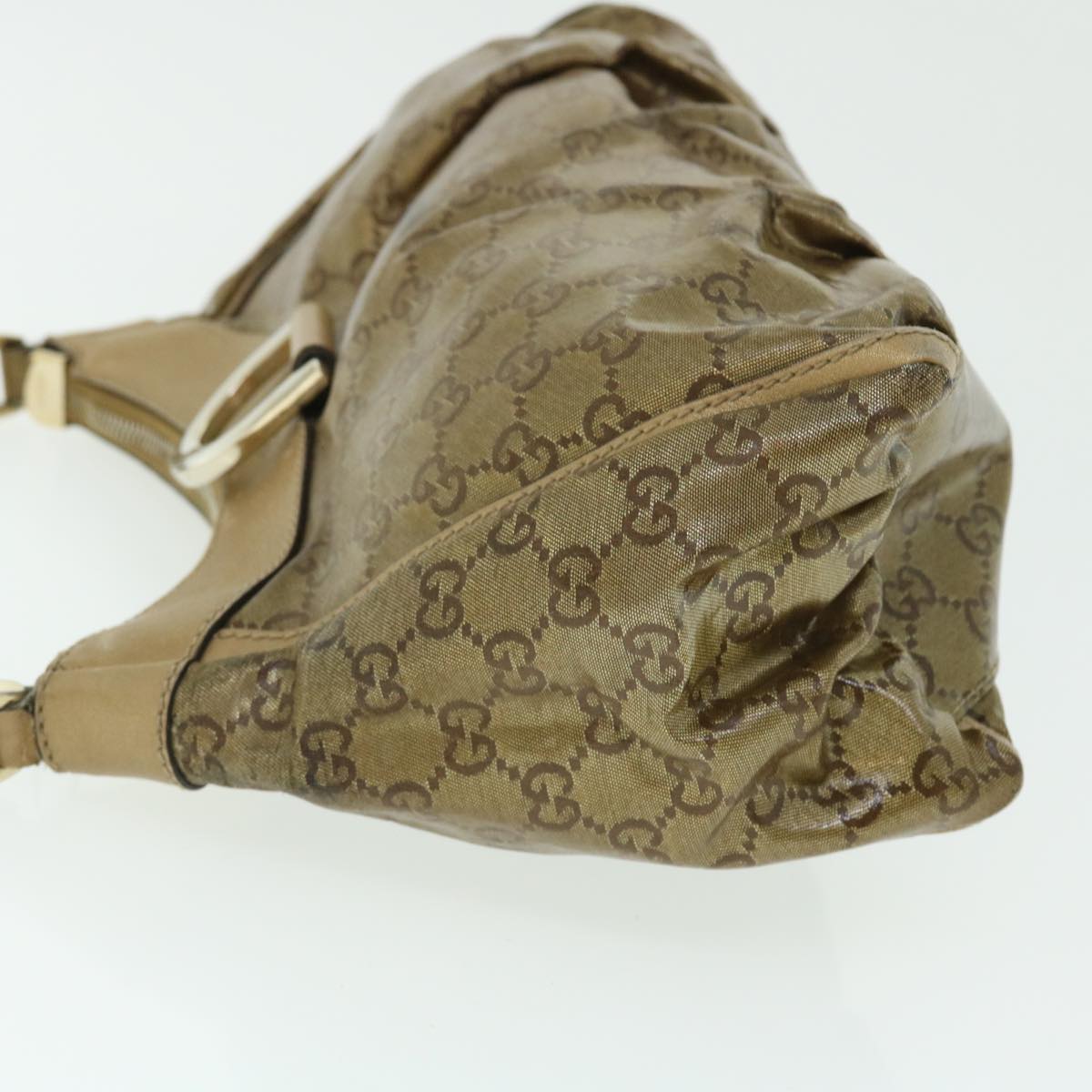 GUCCI GG Crystal Canvas Shoulder Bag Coated Canvas Gold Tone 190525 Auth 51845