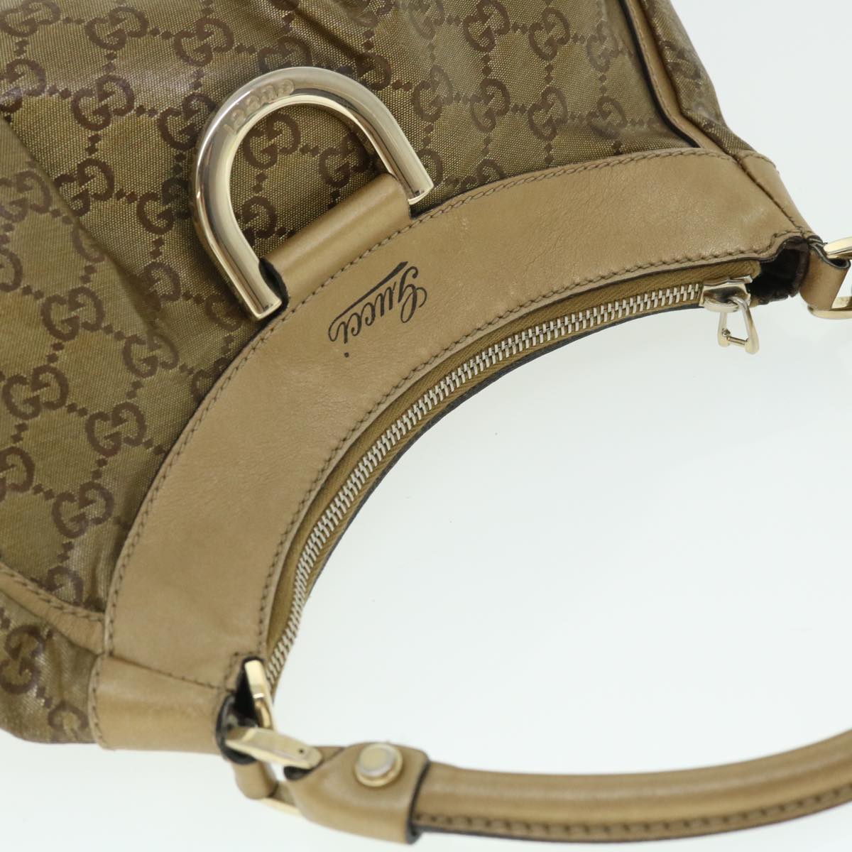 GUCCI GG Crystal Canvas Shoulder Bag Coated Canvas Gold Tone 190525 Auth 51845