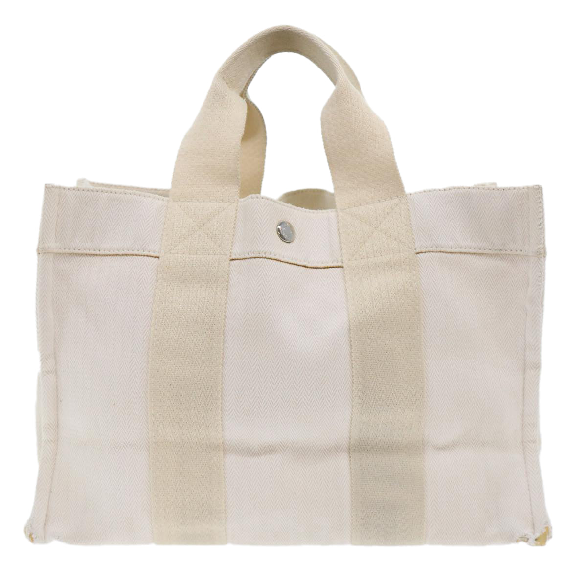 HERMES Cannes PM Tote Bag cotton White Cream Auth 51874