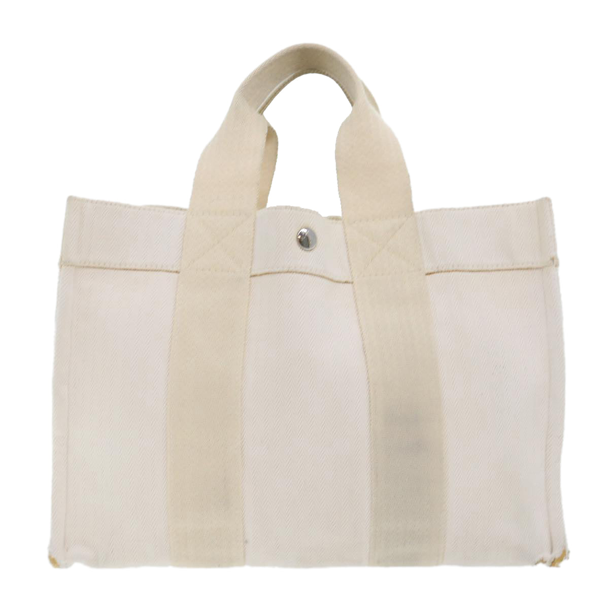 HERMES Cannes PM Tote Bag cotton White Cream Auth 51874 - 0