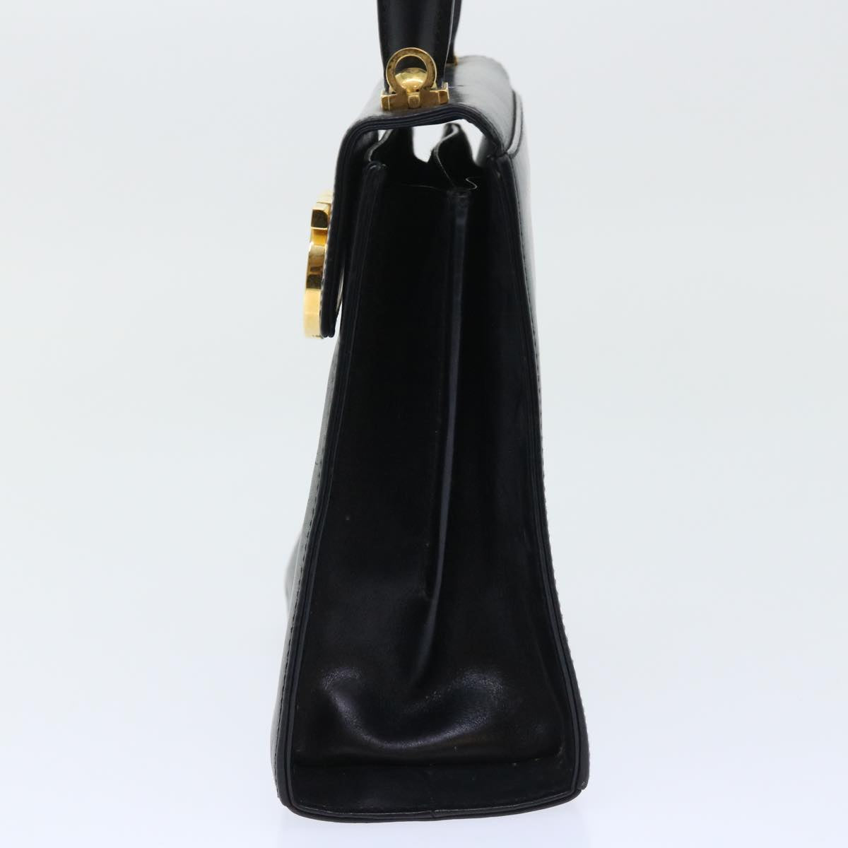 Salvatore Ferragamo Gancini Hand Bag Leather 2way Black Auth 51881
