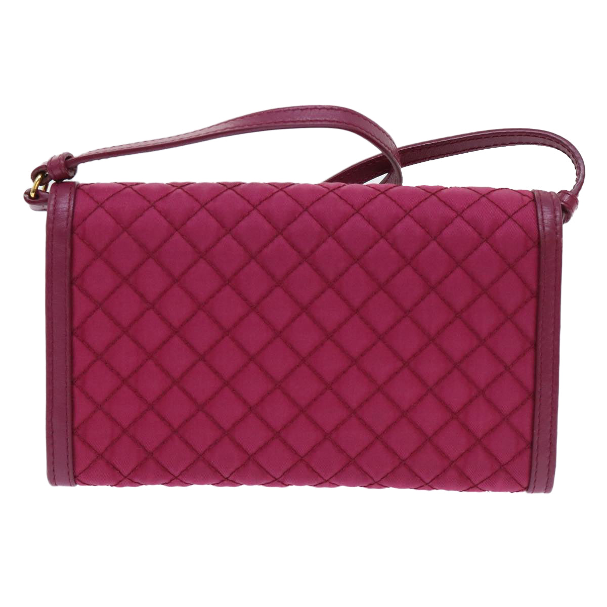 PRADA Quilted Shoulder Wallet Nylon Pink Auth 51883 - 0