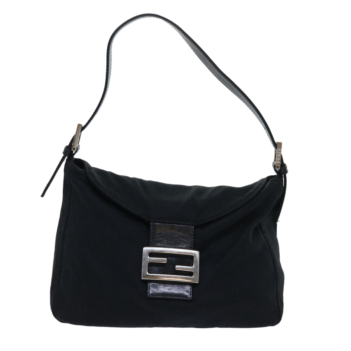 FENDI Mamma Baguette Shoulder Bag Nylon Black Auth 51886