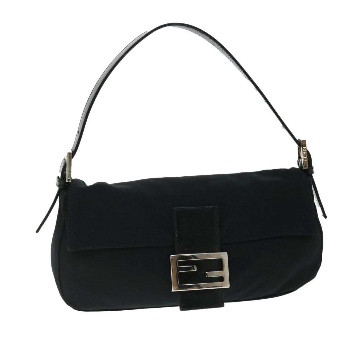 FENDI Mamma Baguette Shoulder Bag Nylon Black Auth 51887