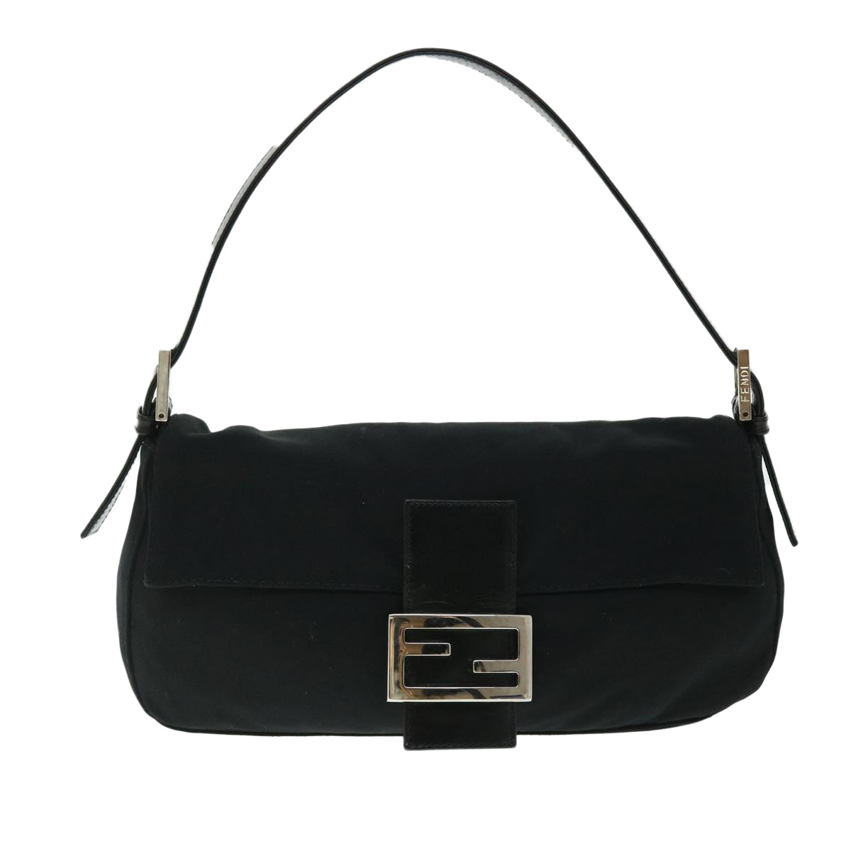 FENDI Mamma Baguette Shoulder Bag Nylon Black Auth 51887