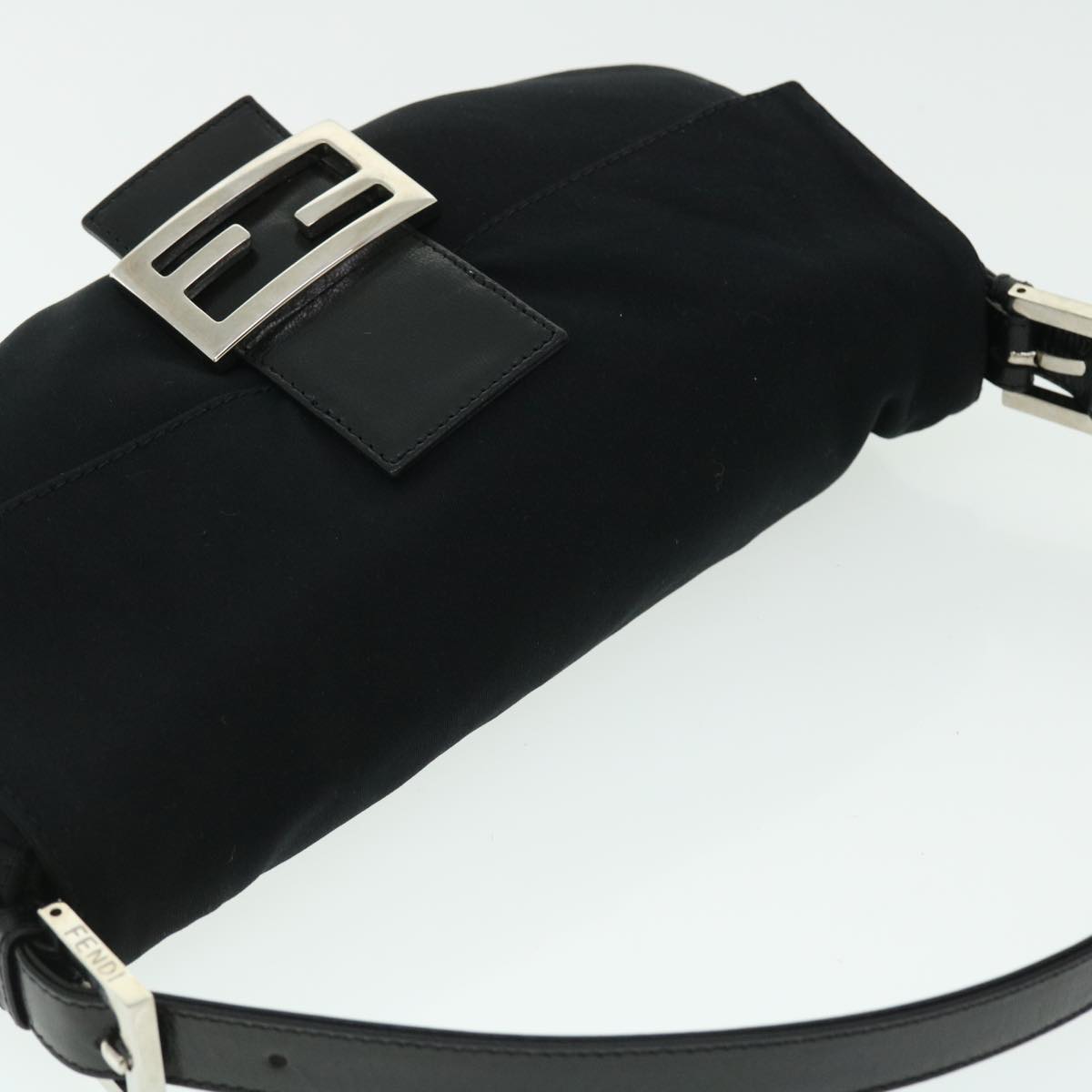 FENDI Mamma Baguette Shoulder Bag Nylon Black Auth 51887