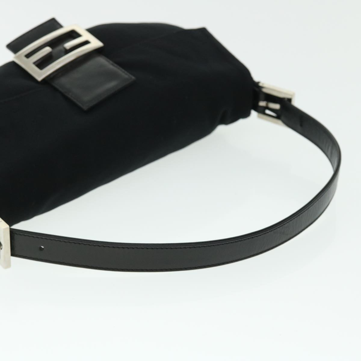 FENDI Mamma Baguette Shoulder Bag Nylon Black Auth 51887