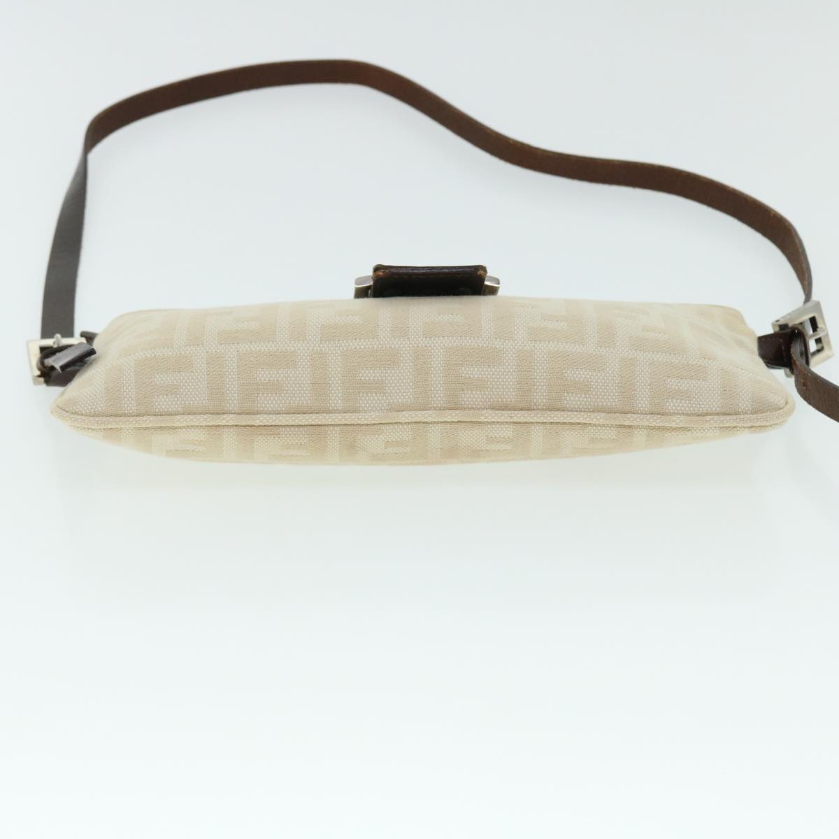 FENDI Zucca Canvas Mamma Baguette Shoulder Bag Beige Auth 51888