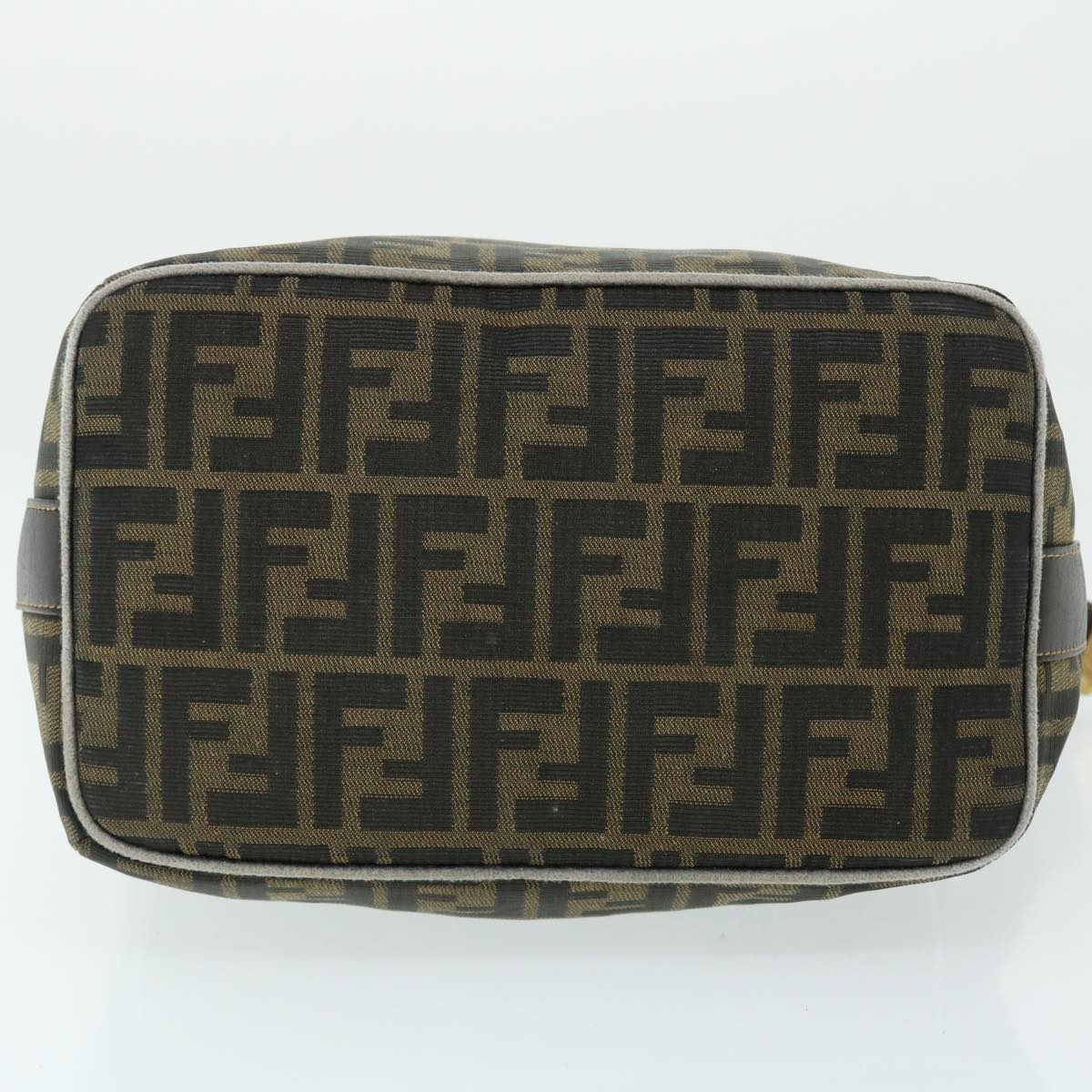 FENDI Zucca Canvas Vanity pouch Hand Bag Nylon Brown Black purple Auth 51889