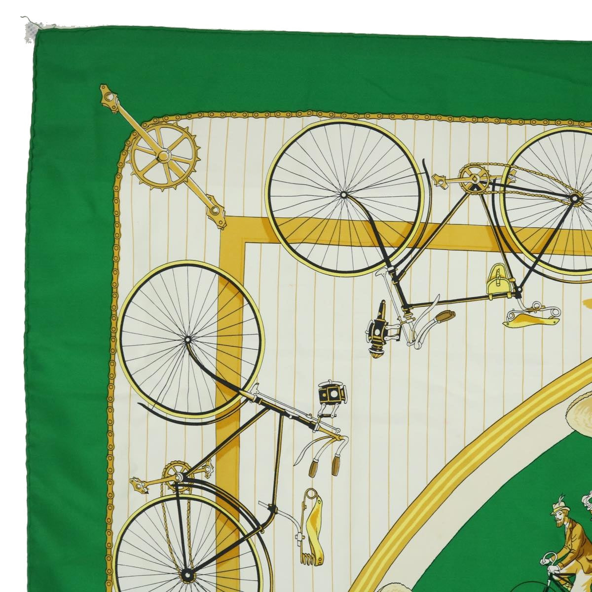 HERMES Carre 90 LES BECANES Scarf Silk Green Auth 51899 - 0