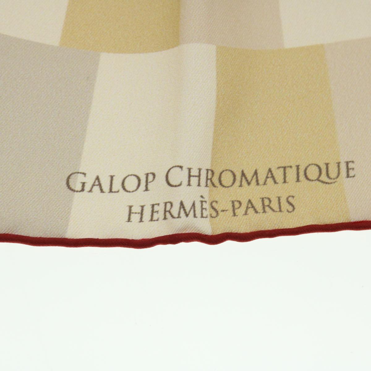 HERMES Carre 90 GALOP CHROMAT Scarf Silk Beige Multicolor Auth 51902