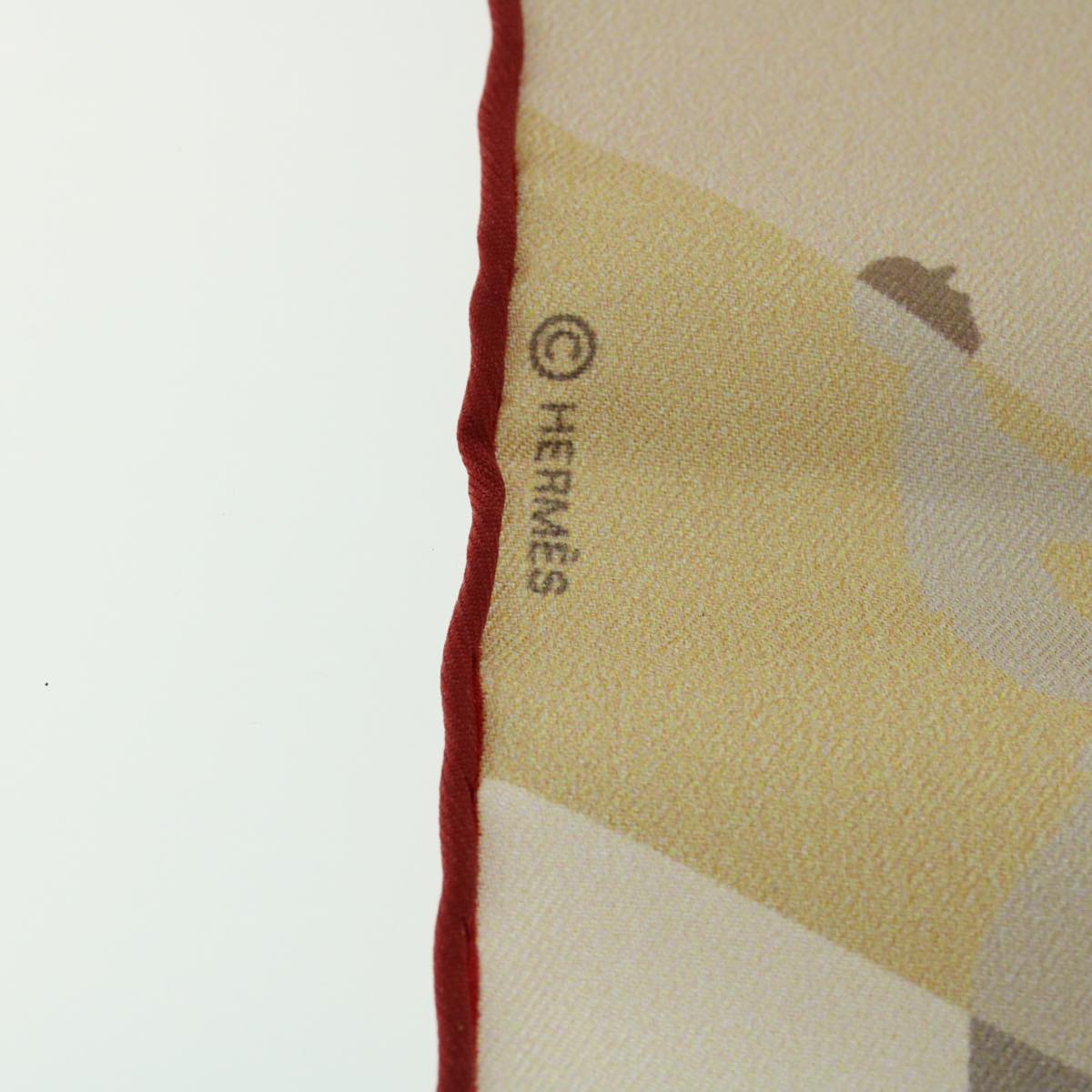 HERMES Carre 90 GALOP CHROMAT Scarf Silk Beige Multicolor Auth 51902