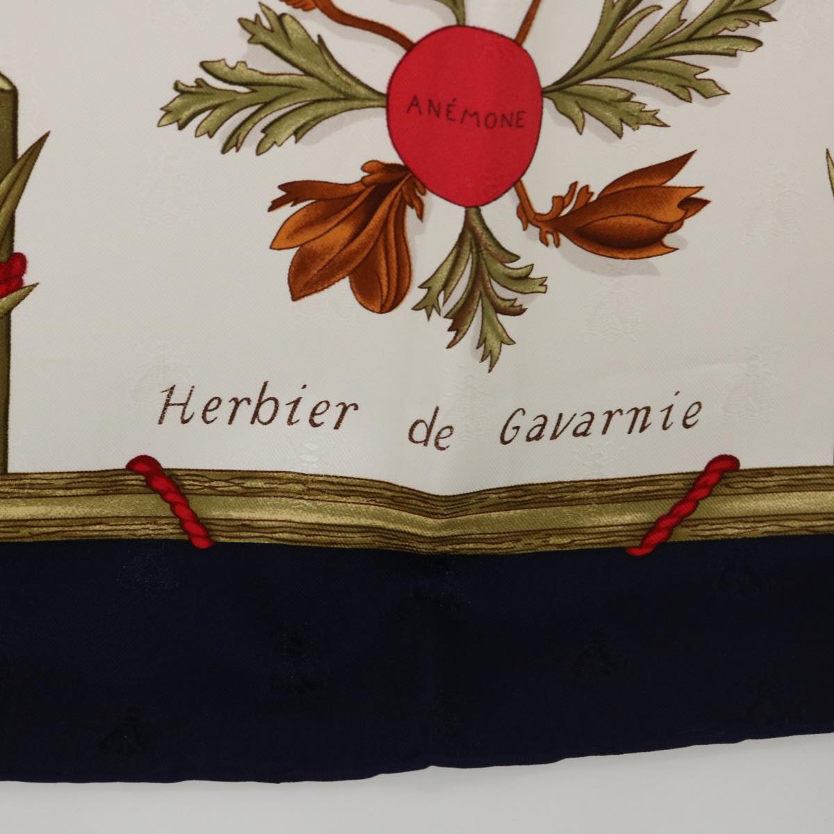 HERMES Carre 90 Herbier de Gavarnie Scarf Silk Navy Auth 51906