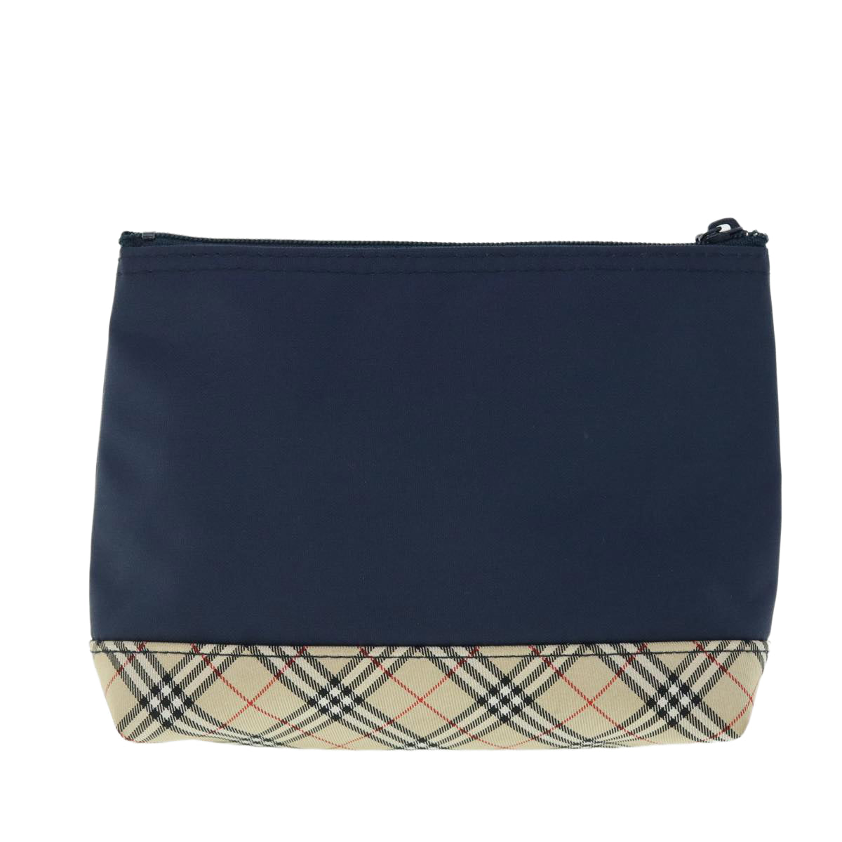 BURBERRY Nova Check Pouch Nylon Navy Beige Auth 51912 - 0