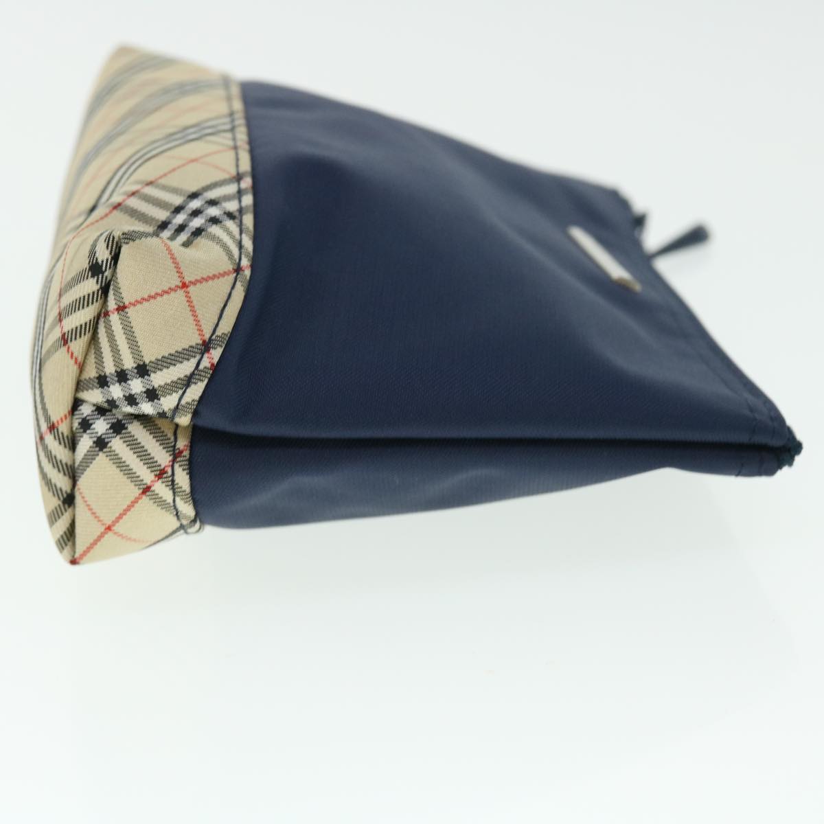 BURBERRY Nova Check Pouch Nylon Navy Beige Auth 51912