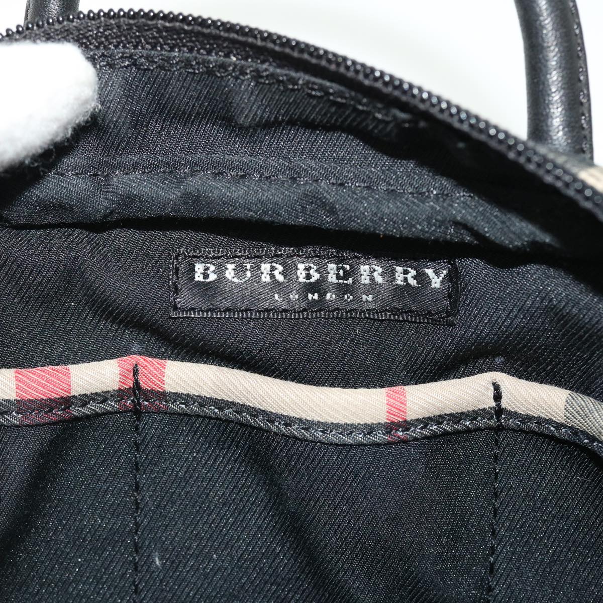 BURBERRY Nova Check Mini Hand Bag Canvas Leather Beige Black Auth 51913