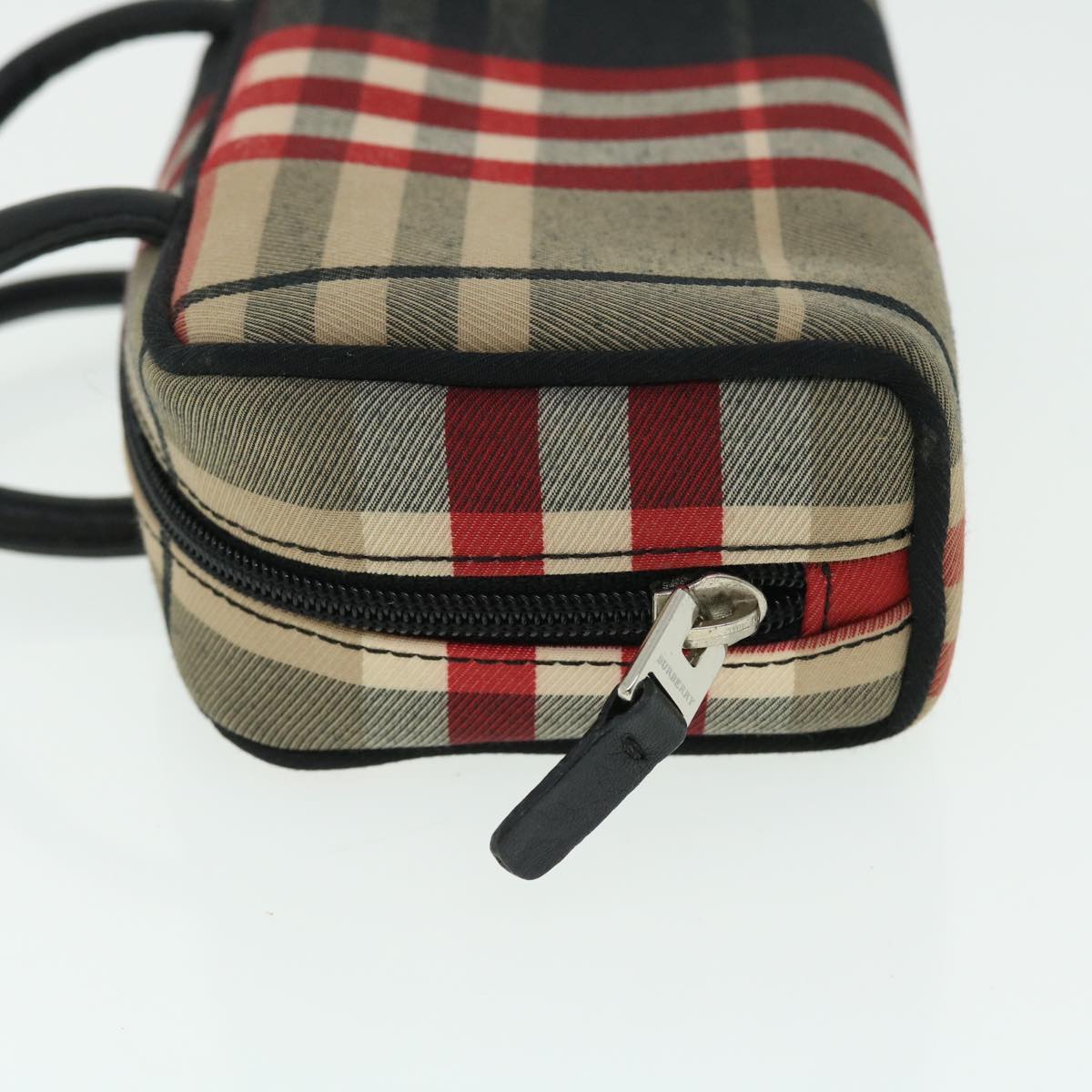 BURBERRY Nova Check Mini Hand Bag Canvas Leather Beige Black Auth 51913