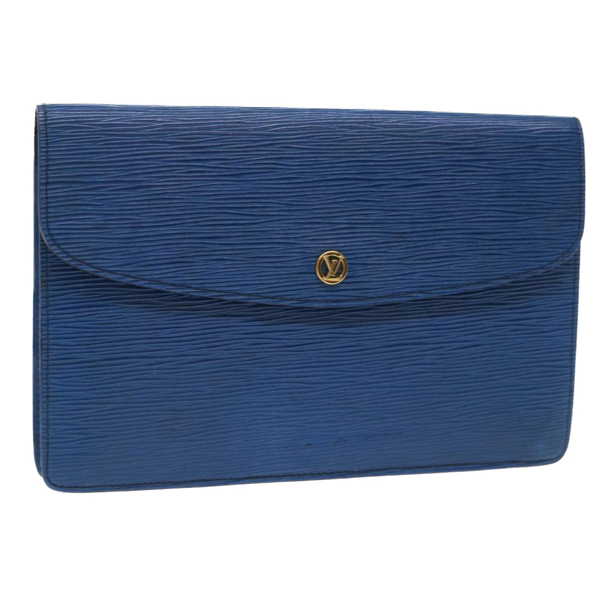 LOUIS VUITTON Epi Montaigne 23 Clutch Bag Blue M52665 LV Auth 51931