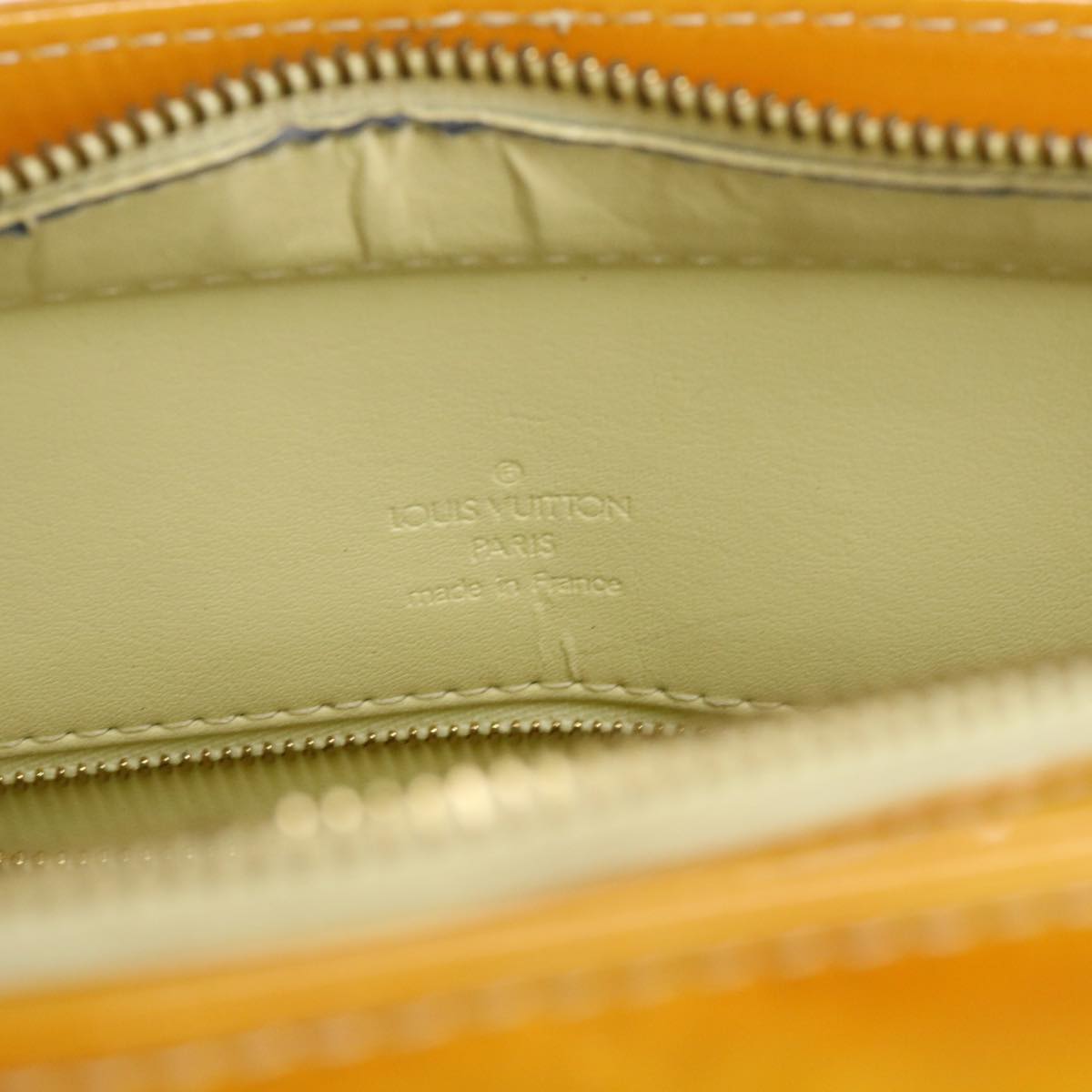 LOUIS VUITTON Monogram Vernis Houston Hand Bag Lime Yellow M91055 LV Auth 51945