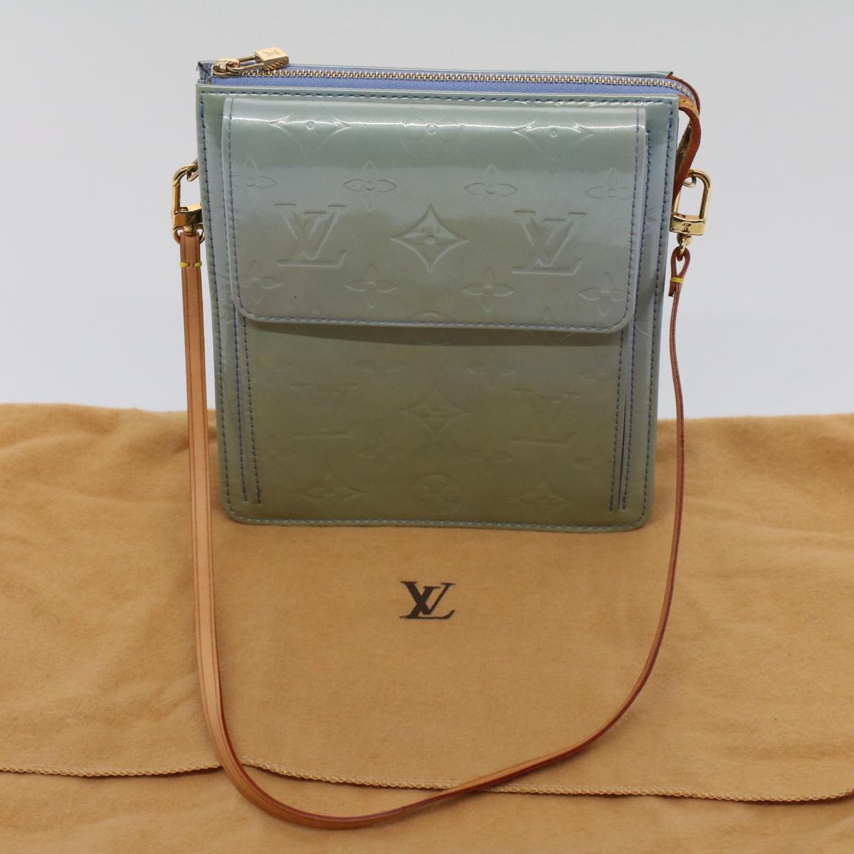 LOUIS VUITTON Monogram Vernis Motto Pouch Lavande M91030 LV Auth 52001