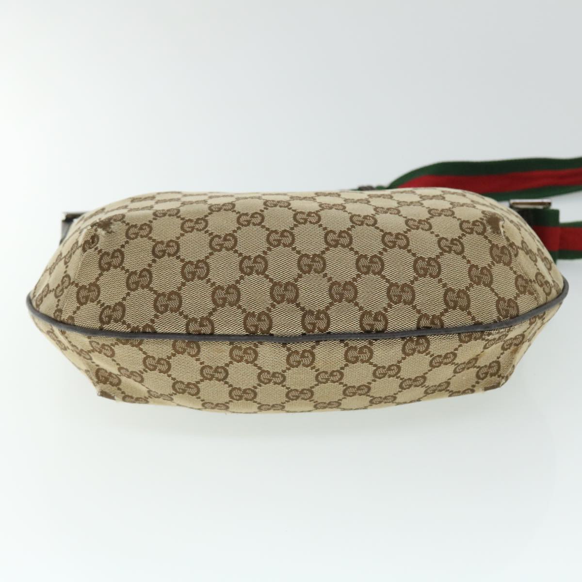 GUCCI GG Canvas Web Sherry Line Cross Shoulder Bag Beige Red 181092 Auth 52012