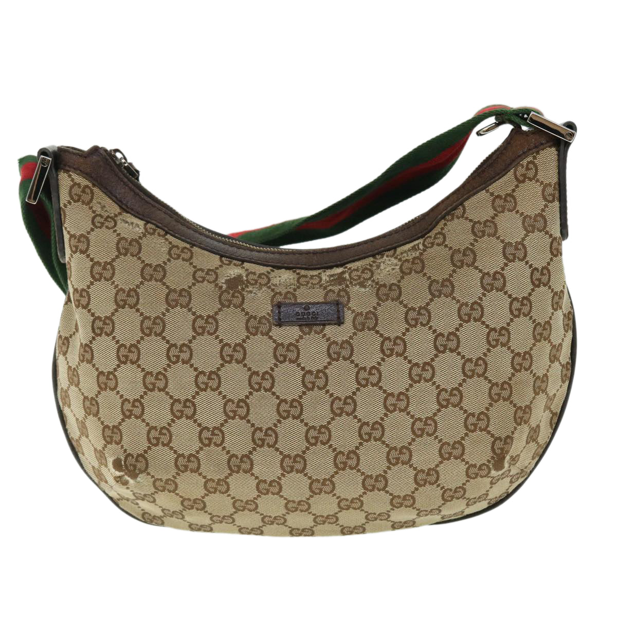 GUCCI GG Canvas Web Sherry Line Cross Shoulder Bag Beige Red 181092 Auth 52012