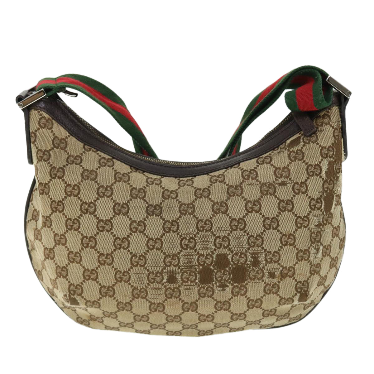 GUCCI GG Canvas Web Sherry Line Cross Shoulder Bag Beige Red 181092 Auth 52012