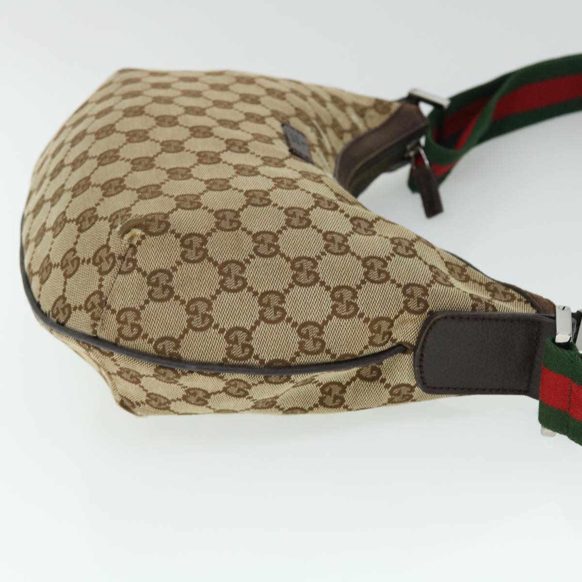 GUCCI GG Canvas Web Sherry Line Cross Shoulder Bag Beige Red 181092 Auth 52012