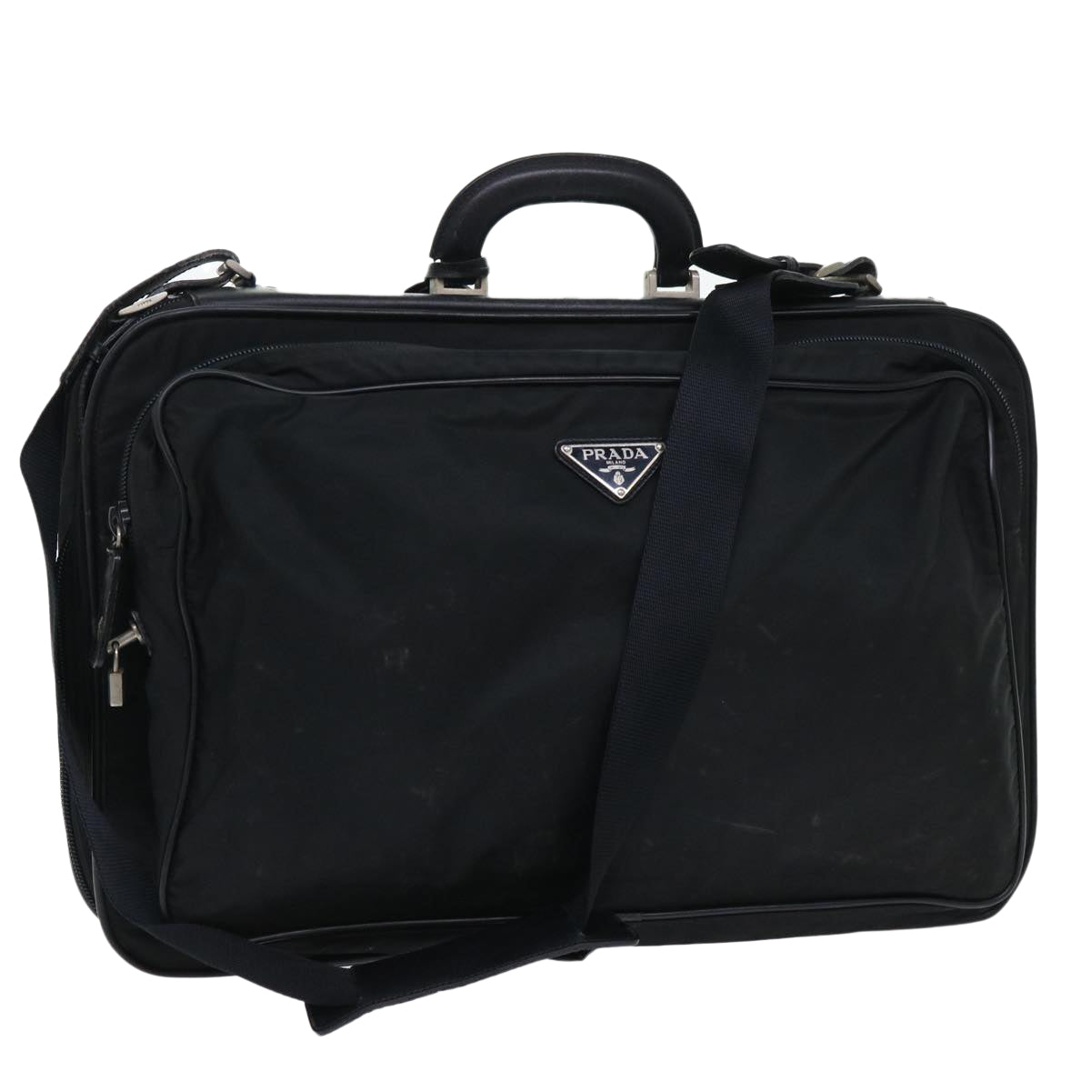 PRADA Boston Bag Nylon Black Auth 52023