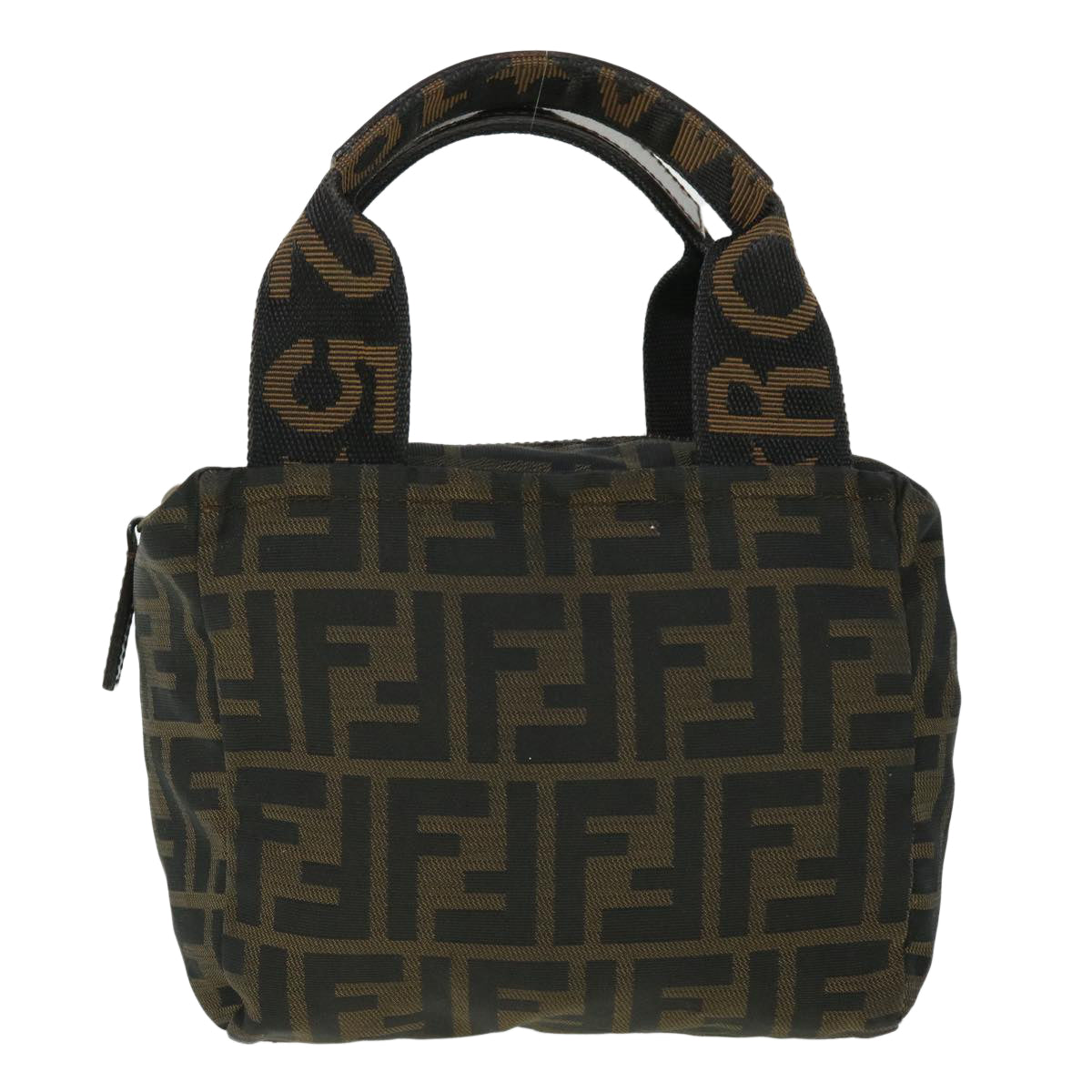 FENDI Zucca Canvas Hand Bag Black Brown Auth 52035