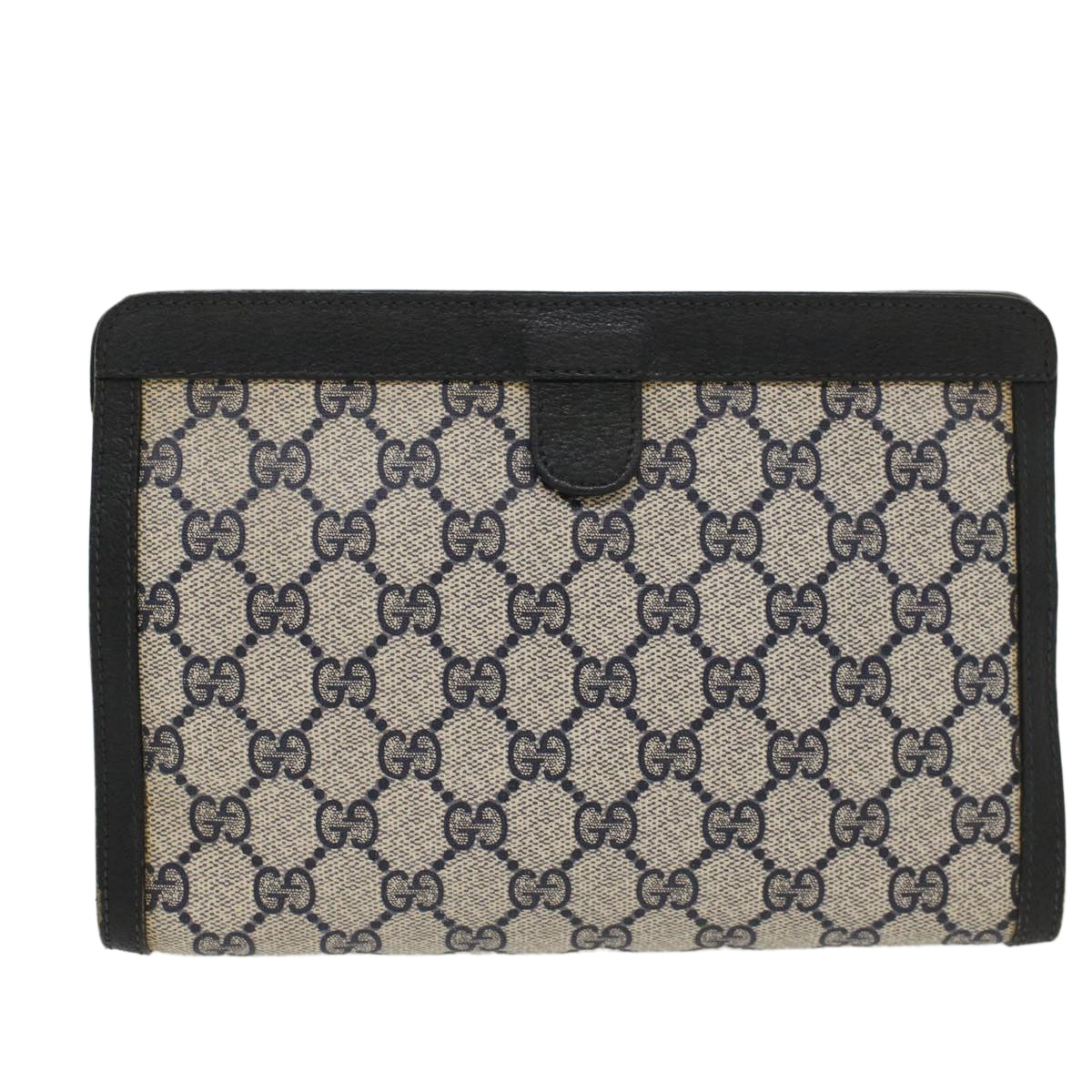 GUCCI GG Canvas Sherry Line Clutch Bag Gray Red Navy 89 01 032 Auth 52036