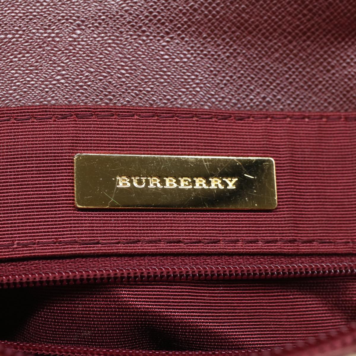 BURBERRY Nova Check Shoulder Bag Nylon Leather Beige Wine Red Auth 52038