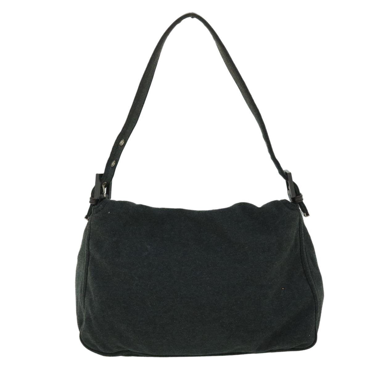 FENDI Mamma Baguette Shoulder Bag Nylon Gray Auth 52069 - 0