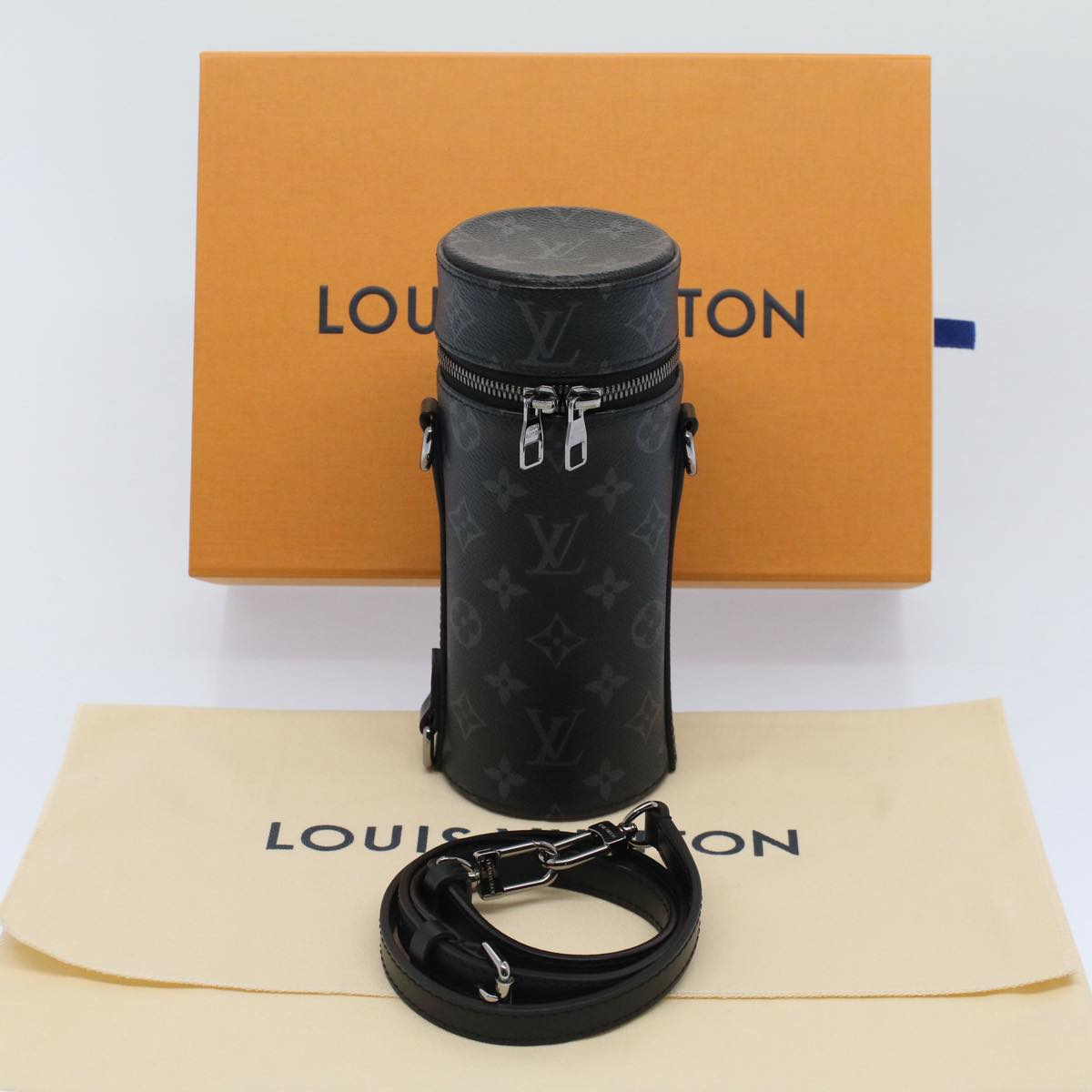 LOUIS VUITTON Monogram Eclipse Bottle Holder Porte Boutille GI0398 Auth 52074A