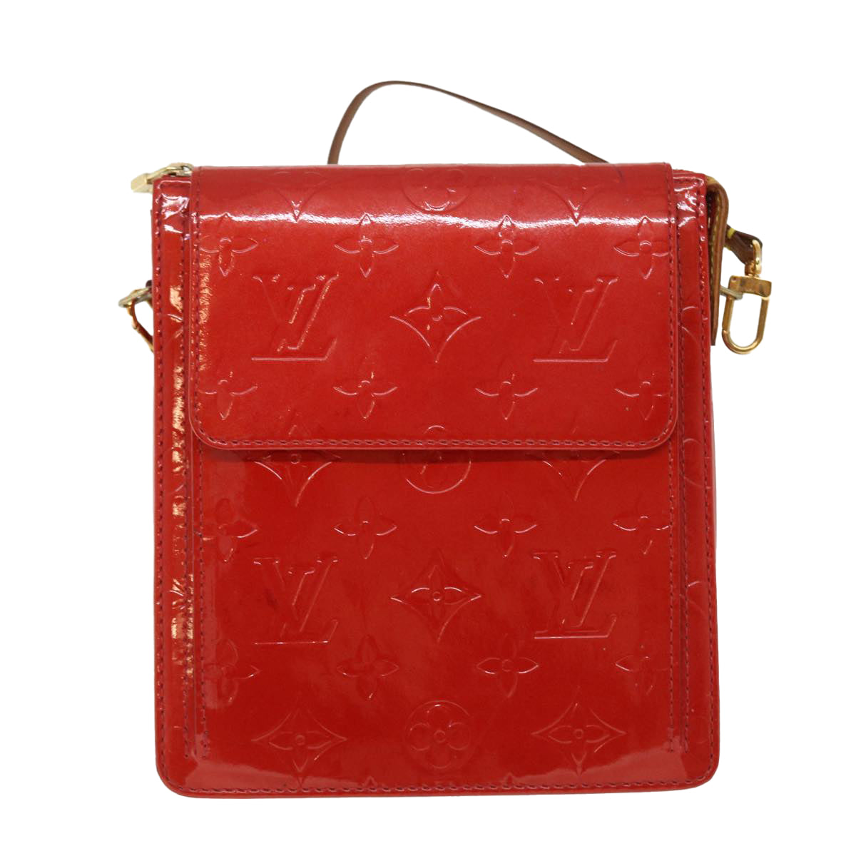 LOUIS VUITTON Monogram Vernis Motto Accessory Pouch Red M91137 LV Auth 52098