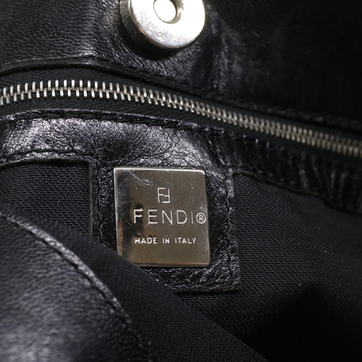 FENDI Hand Bag Nylon Black Auth 52135