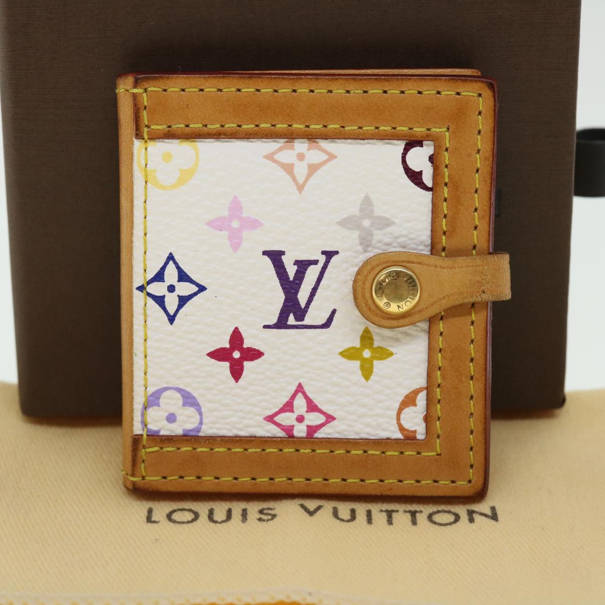 LOUIS VUITTON Monogram Multicolor Porte Photo 2 Frame White M58003 LV Auth 52147