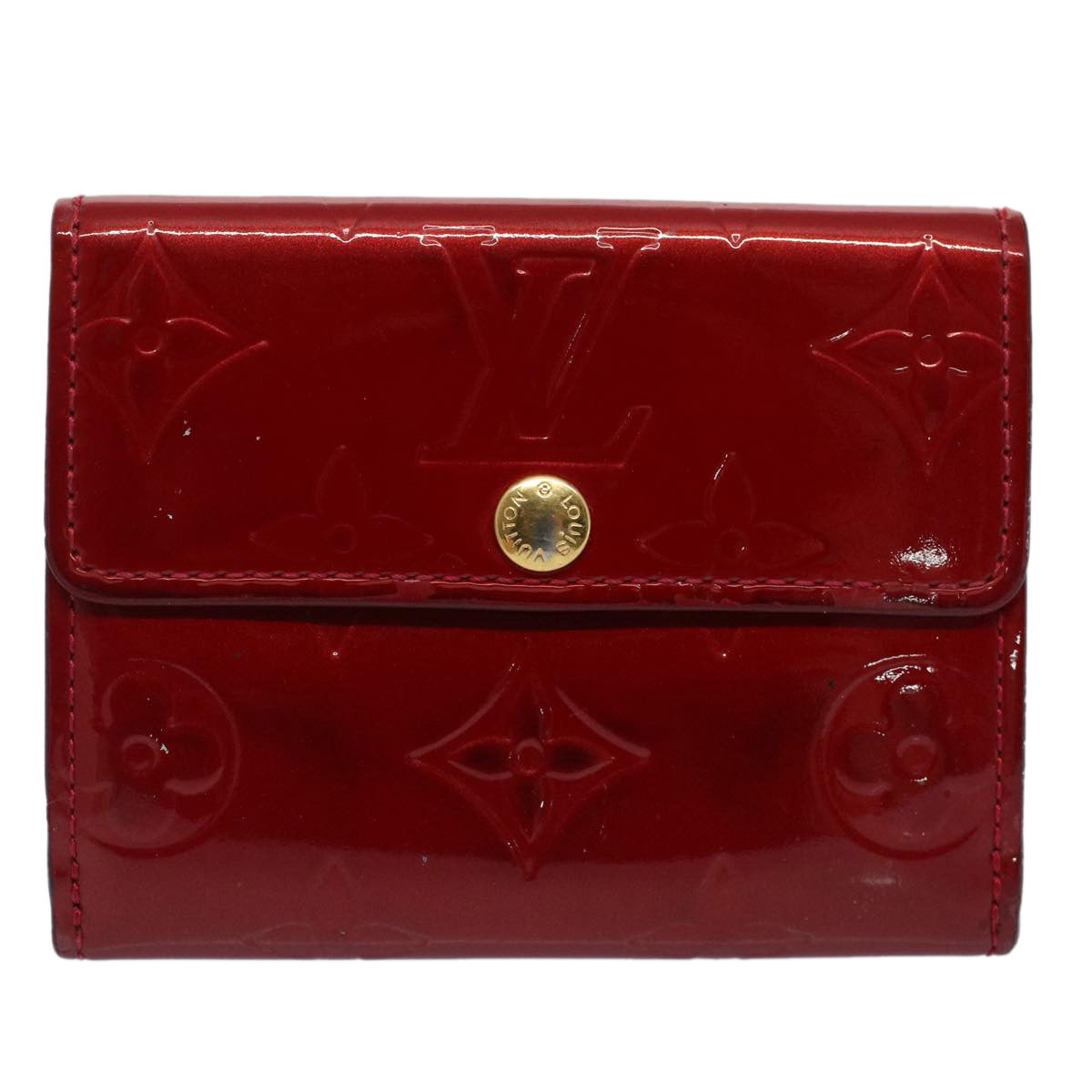 LOUIS VUITTON Monogram Vernis Ludlow Coin Purse Red M91090 LV Auth 52151