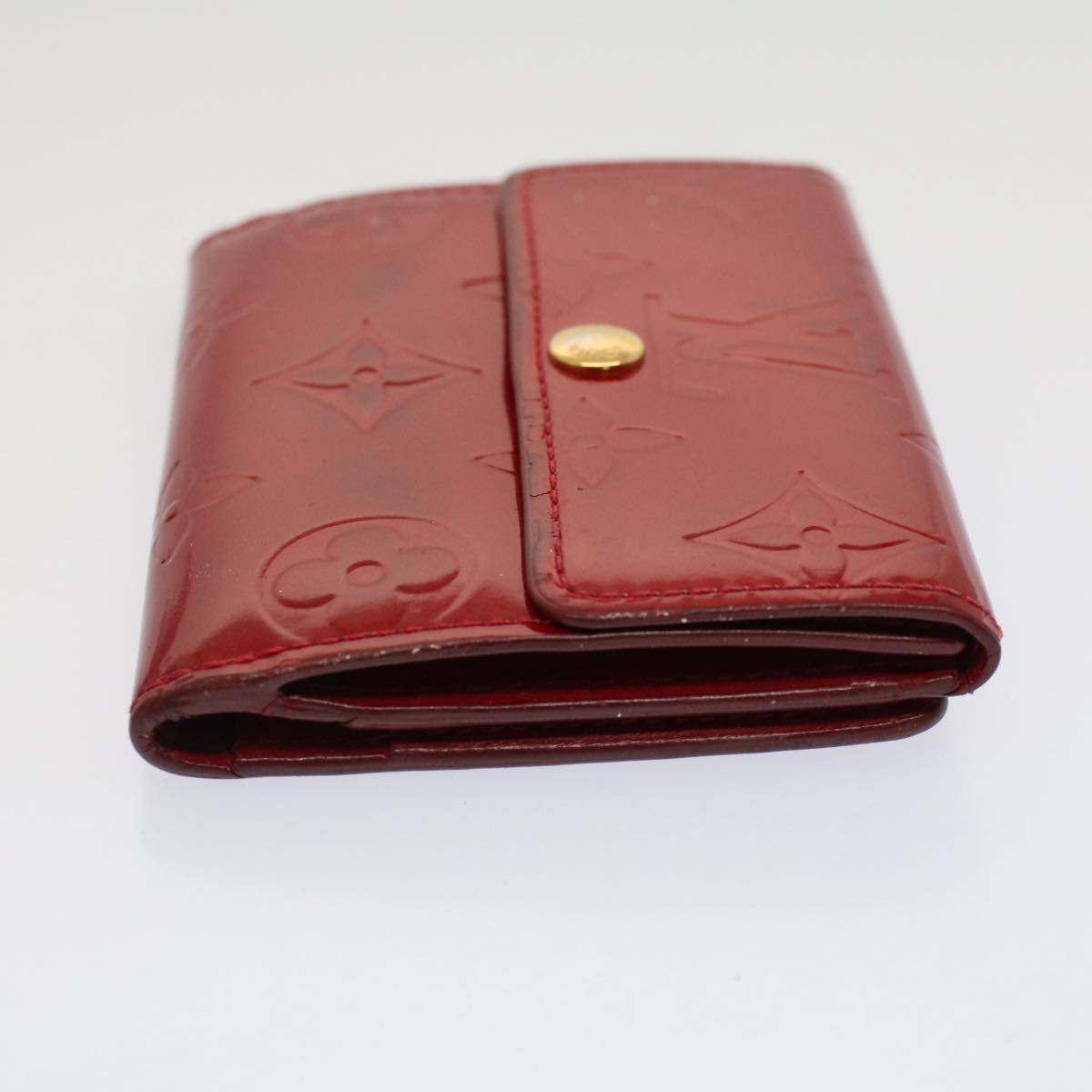 LOUIS VUITTON Monogram Vernis Ludlow Coin Purse Red M91090 LV Auth 52151