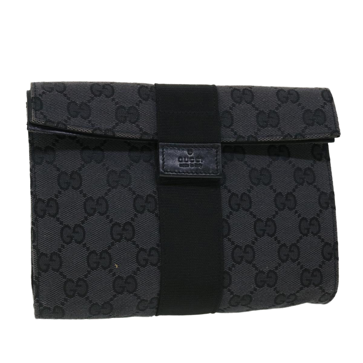 GUCCI GG Canvas Clutch Bag Black 039 0992 001998 Auth 52175